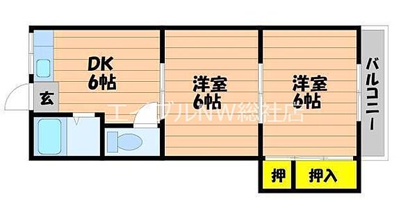 岡山県倉敷市川入(賃貸アパート2DK・2階・35.80㎡)の写真 その2