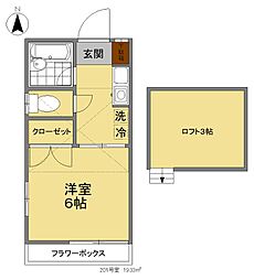 エスペランサ 2階1Kの間取り