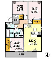 イヤースプリング中央 101 ｜ 大分県中津市中央町２丁目662-1（賃貸アパート3LDK・1階・67.54㎡） その2