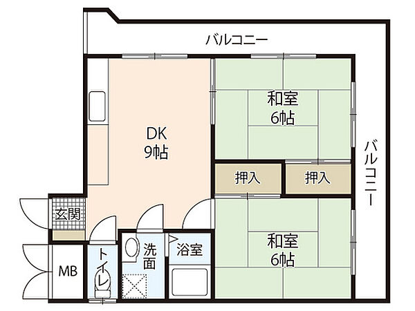 伊川マンション ｜広島県広島市南区宇品西2丁目(賃貸マンション2DK・2階・44.20㎡)の写真 その2