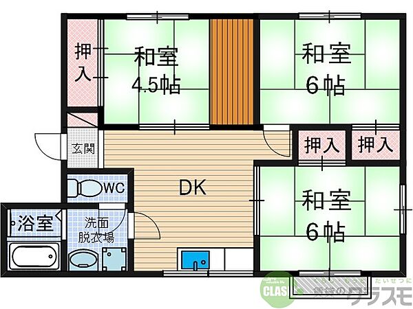 大阪府茨木市平田2丁目(賃貸アパート3DK・2階・48.33㎡)の写真 その2