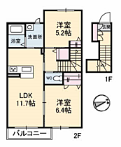 シャーメゾンLiebe 203 ｜ 山口県宇部市恩田町２丁目10-31（賃貸アパート2LDK・2階・60.44㎡） その2