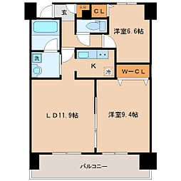 リージア勾当台公園 2LDKの間取図画像