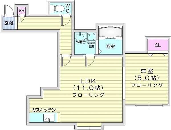 パシフィックオーシャン ｜北海道札幌市東区北五十一条東2丁目(賃貸アパート1LDK・1階・33.72㎡)の写真 その2