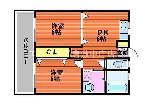 ガーデンヒルズ上東II ｜岡山県倉敷市上東(賃貸アパート2DK・2階・45.86㎡)の写真 その2