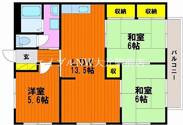 岡山県岡山市南区泉田3丁目(賃貸アパート3LDK・2階・64.80㎡)の写真 その2