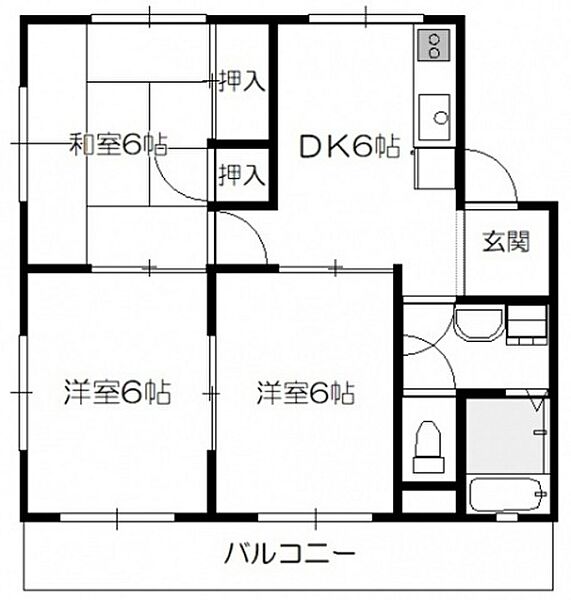 サコマンション ｜広島県広島市佐伯区千同2丁目(賃貸マンション3DK・3階・49.86㎡)の写真 その2