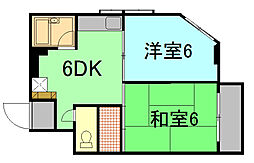 TSNビル 4階2DKの間取り