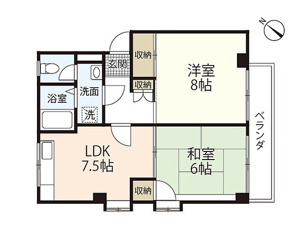 ネオ高須 ｜広島県広島市西区高須3丁目(賃貸マンション2DK・2階・48.90㎡)の写真 その2