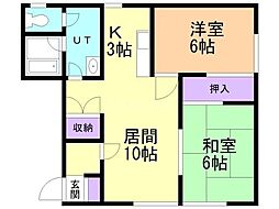 コーポ107 2LDKの間取図画像