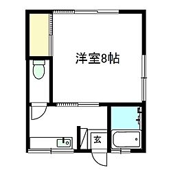 アイビーハイツ1 1Kの間取図画像