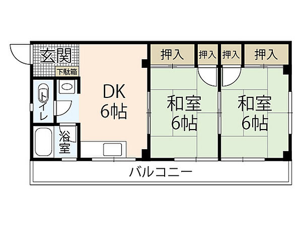 伊藤第三ビル 0201｜広島県安芸郡海田町南幸町(賃貸マンション2DK・2階・45.00㎡)の写真 その2