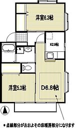 ヴィラ・ヴェルディ登戸 2DKの間取図画像