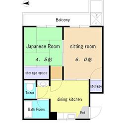 エントピアドエル 2DKの間取図画像