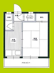 中善マンション 3階1Kの間取り