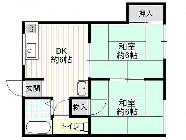 高尾アパート ｜広島県広島市佐伯区三筋2丁目(賃貸アパート2DK・1階・37.50㎡)の写真 その2