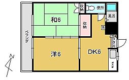 サンライズコーポ 2DKの間取図画像