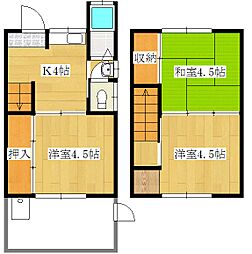 JR土讃線 高知駅 徒歩14分の賃貸タウンハウス 3Kの間取り