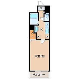 スカイヒルズ台原 1Kの間取図画像