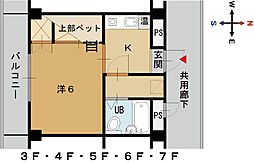 ジオVIII 3階1Kの間取り