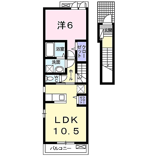 山口県宇部市開１丁目(賃貸アパート1LDK・2階・45.07㎡)の写真 その2