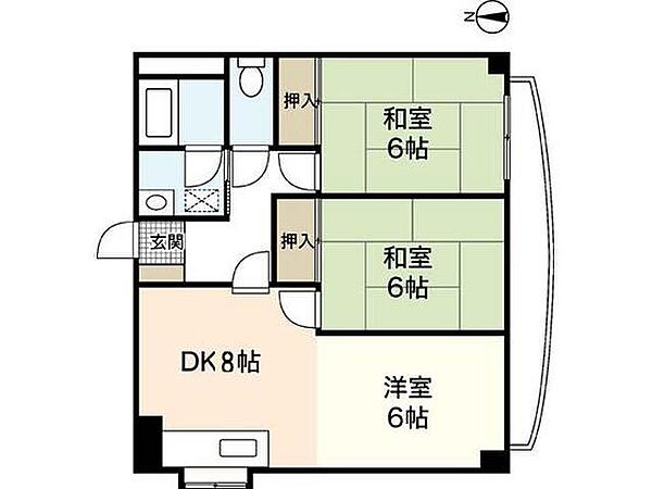 マーキュリーシティ壱番館 ｜広島県広島市安佐南区西原7丁目(賃貸マンション3DK・4階・58.32㎡)の写真 その2