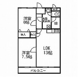 メゾンボヌール 2LDKの間取図画像