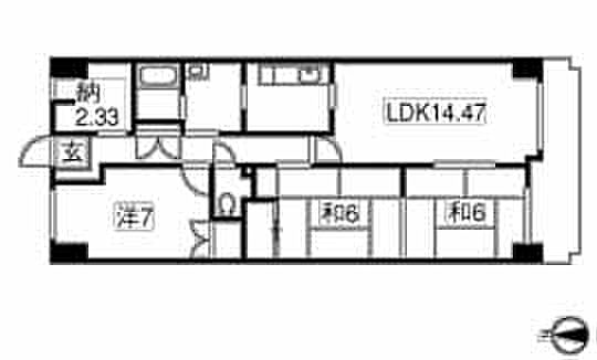 ホウライツルビル ５０７｜広島県広島市中区白島九軒町(賃貸マンション3LDK・5階・79.53㎡)の写真 その2