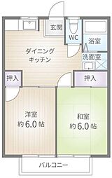 アルペジオ嵐山 2階2DKの間取り
