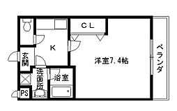 フジパレスパルトネールさとの2番館 1Kの間取図画像