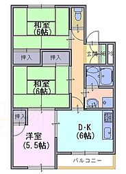 ハイツ竹風 3DKの間取図画像