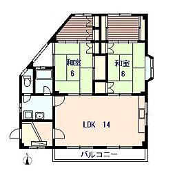 大野ビル 2SLDKの間取図画像