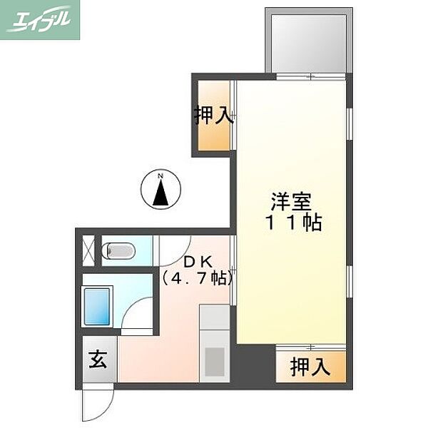 岡山県岡山市北区番町1丁目(賃貸マンション1DK・2階・33.00㎡)の写真 その2