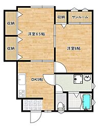 ステラE2 2DKの間取図画像