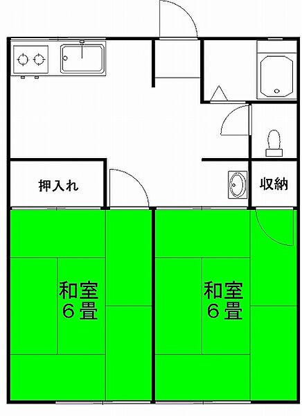 シティーハイムコーポチェリーＡ棟 ｜栃木県那須塩原市下永田3丁目(賃貸アパート2DK・1階・41.00㎡)の写真 その2