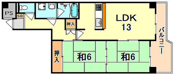 兵庫県神戸市垂水区南多聞台４丁目(賃貸マンション2LDK・3階・58.98㎡)の写真 その2