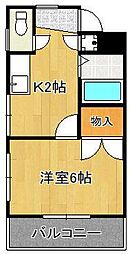 シャトレ千防 4階1Kの間取り