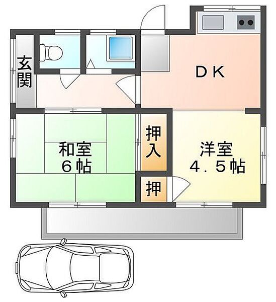 岡山県岡山市中区高屋(賃貸一戸建2DK・--・35.10㎡)の写真 その2