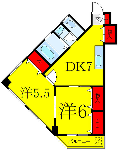 東京都板橋区成増3丁目(賃貸マンション2DK・4階・40.00㎡)の写真 その2