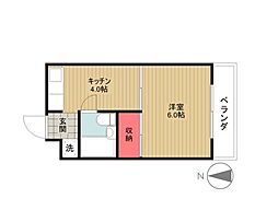 ブルーリバーI 3階1DKの間取り