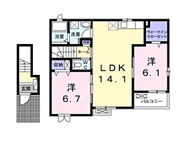 Azalea I　（アザレーア1）  ｜ 大阪府羽曳野市河原城（賃貸アパート2LDK・2階・63.50㎡） その2