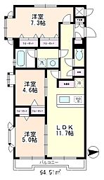 ハイネスときわ台 3LDKの間取図画像