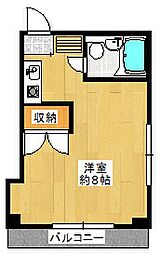 山王ハイツ ワンルームの間取図画像