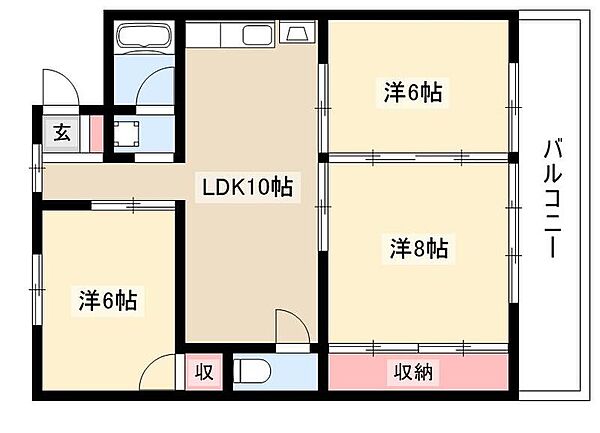 宝ヶ丘センターハウス ｜愛知県名古屋市名東区宝が丘(賃貸マンション3LDK・2階・50.76㎡)の写真 その2