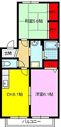 ラ・メール 2DKの間取図画像
