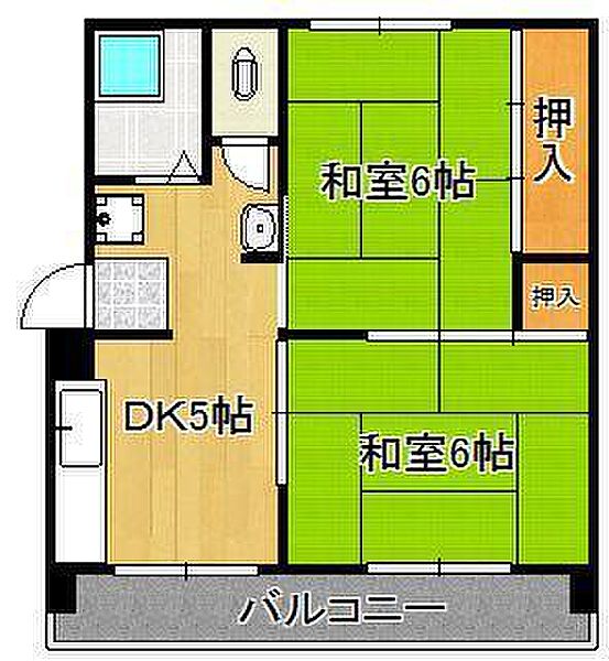 シャトレ泉台II　Ａ棟 ｜福岡県北九州市小倉北区泉台1丁目(賃貸マンション2DK・5階・39.15㎡)の写真 その2