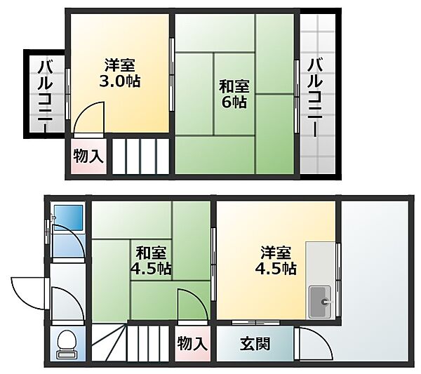 高見5丁目テラスハウス ｜大阪府松原市高見の里5丁目(賃貸テラスハウス4K・1階・35.51㎡)の写真 その2