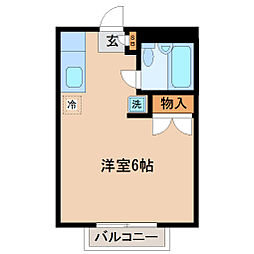 仙台市地下鉄東西線 国際センター駅 徒歩21分の賃貸アパート 1階ワンルームの間取り