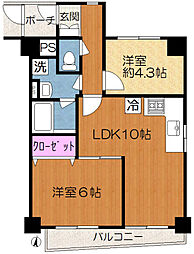 モナークマンション田端 2LDKの間取図画像