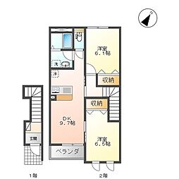 サンガーデンB 2DKの間取図画像